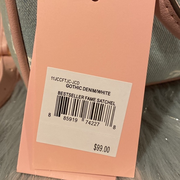 BNWT JUICY COUTURE Gothic Denim White Bestseller Fame Satchel - Picture 6 of 8